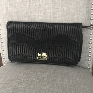 Coach Black Leather Oversized Clutch